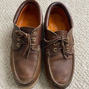 Timberland Brown Leather Boat Shoes with Moc-Toe Design